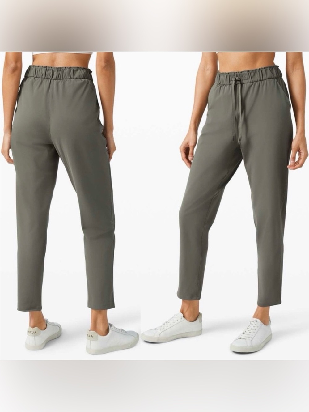 Lululemon Keep Moving Pant Size 10 Green High Rise Stretch Travel Athleisure